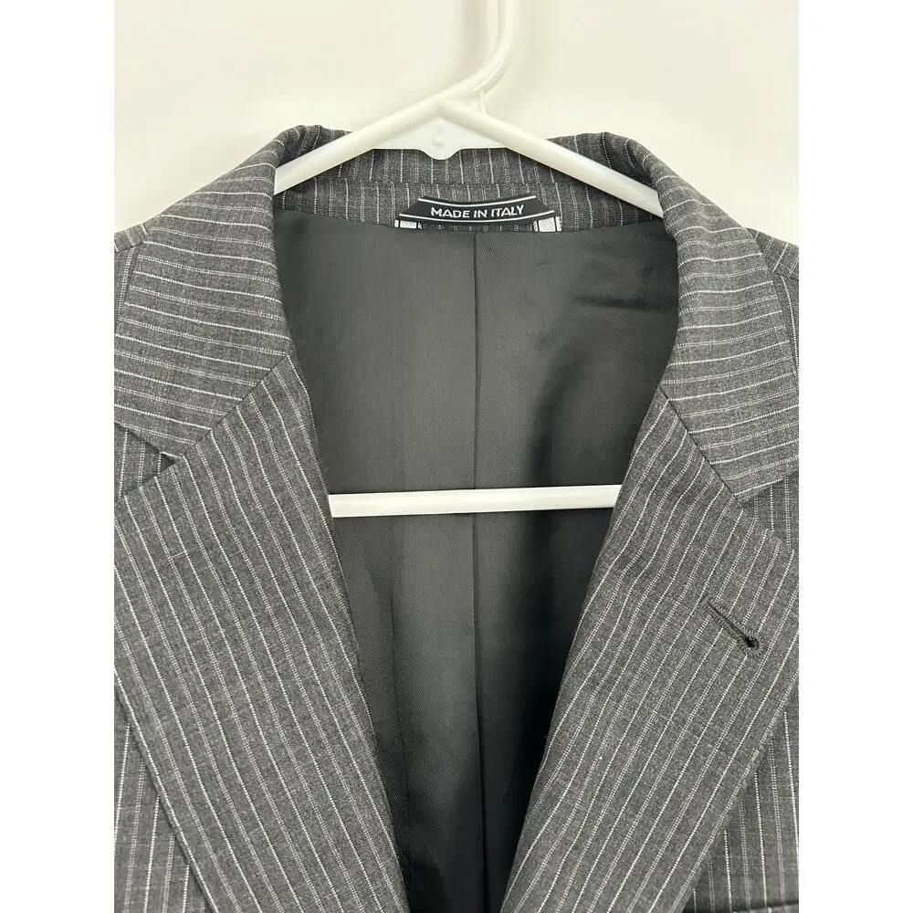 Ermenegildo Zegna Gray Pin Stripe Suit Jacket Blazer 48R - Italian Made
